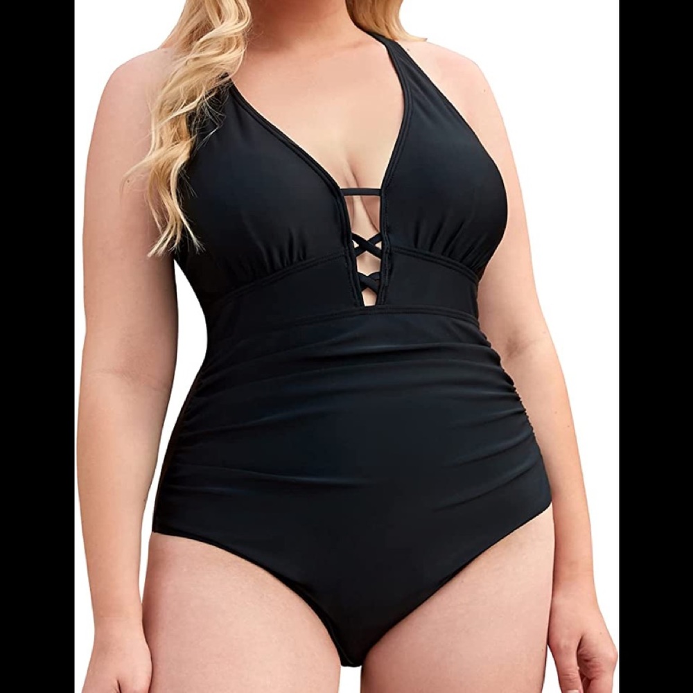 Yonique Women Black Plus Size One Piece Swimsuits.